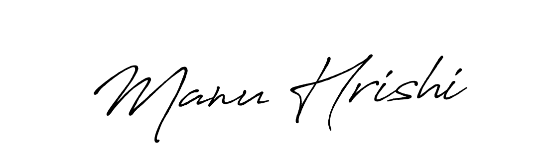 How to make Manu Hrishi name signature. Use Antro_Vectra_Bolder style for creating short signs online. This is the latest handwritten sign. Manu Hrishi signature style 7 images and pictures png
