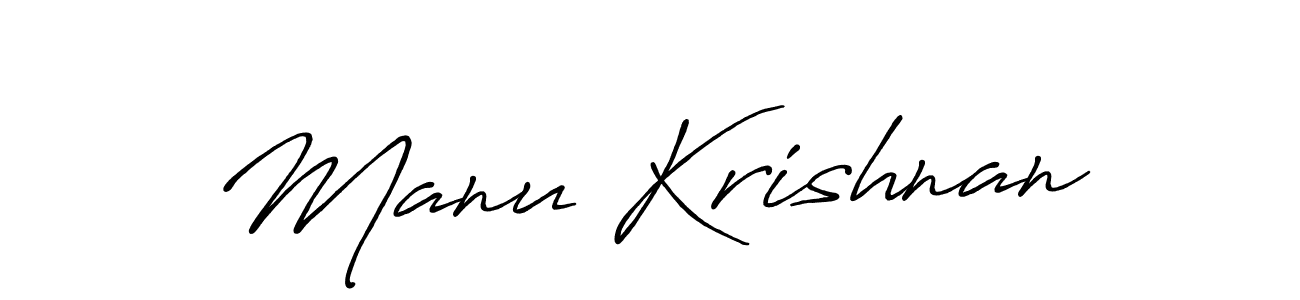 Design your own signature with our free online signature maker. With this signature software, you can create a handwritten (Antro_Vectra_Bolder) signature for name Manu Krishnan. Manu Krishnan signature style 7 images and pictures png