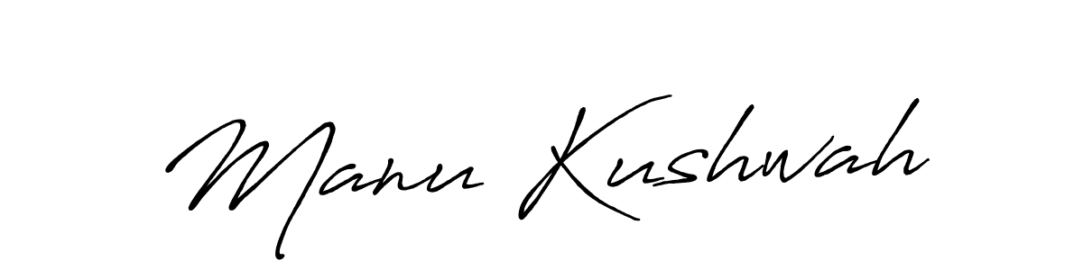 Manu Kushwah stylish signature style. Best Handwritten Sign (Antro_Vectra_Bolder) for my name. Handwritten Signature Collection Ideas for my name Manu Kushwah. Manu Kushwah signature style 7 images and pictures png