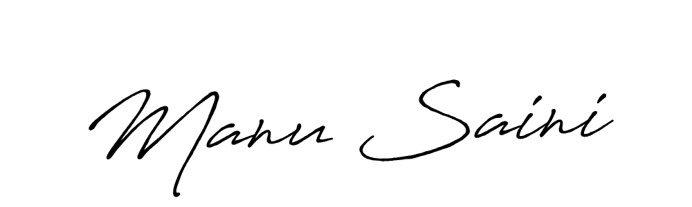 Design your own signature with our free online signature maker. With this signature software, you can create a handwritten (Antro_Vectra_Bolder) signature for name Manu Saini. Manu Saini signature style 7 images and pictures png