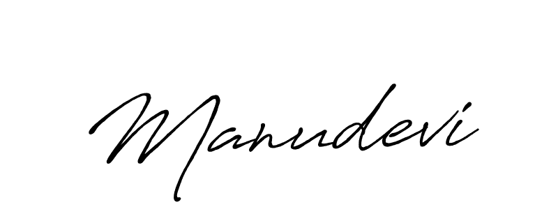 Use a signature maker to create a handwritten signature online. With this signature software, you can design (Antro_Vectra_Bolder) your own signature for name Manudevi. Manudevi signature style 7 images and pictures png