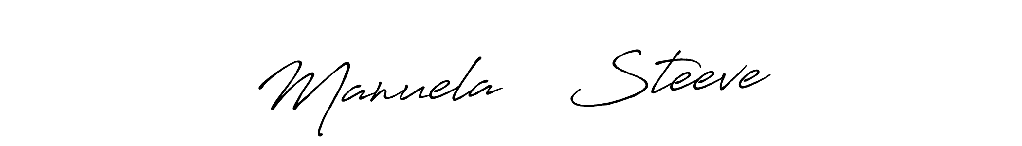 Use a signature maker to create a handwritten signature online. With this signature software, you can design (Antro_Vectra_Bolder) your own signature for name Manuela ❤️ Steeve. Manuela ❤️ Steeve signature style 7 images and pictures png