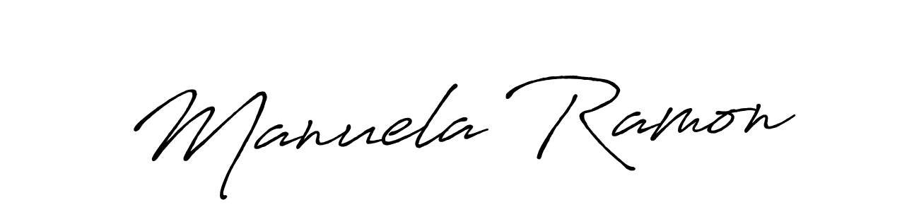 Create a beautiful signature design for name Manuela Ramon. With this signature (Antro_Vectra_Bolder) fonts, you can make a handwritten signature for free. Manuela Ramon signature style 7 images and pictures png