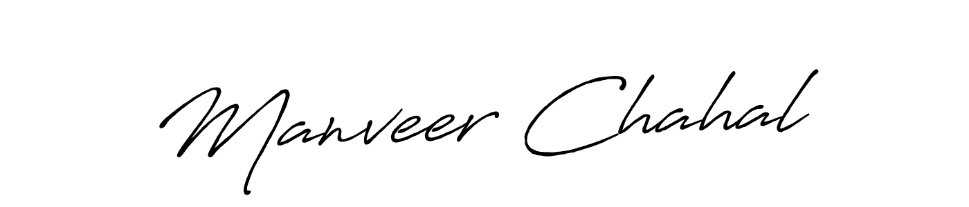 Make a beautiful signature design for name Manveer Chahal. With this signature (Antro_Vectra_Bolder) style, you can create a handwritten signature for free. Manveer Chahal signature style 7 images and pictures png