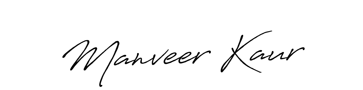 How to make Manveer Kaur name signature. Use Antro_Vectra_Bolder style for creating short signs online. This is the latest handwritten sign. Manveer Kaur signature style 7 images and pictures png