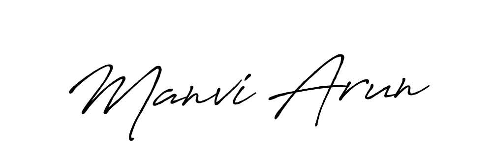 Make a beautiful signature design for name Manvi Arun. With this signature (Antro_Vectra_Bolder) style, you can create a handwritten signature for free. Manvi Arun signature style 7 images and pictures png