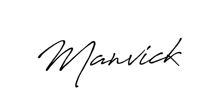 Make a beautiful signature design for name Manvick. With this signature (Antro_Vectra_Bolder) style, you can create a handwritten signature for free. Manvick signature style 7 images and pictures png