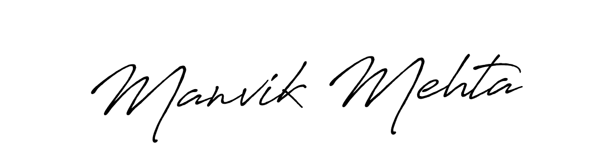 Manvik Mehta stylish signature style. Best Handwritten Sign (Antro_Vectra_Bolder) for my name. Handwritten Signature Collection Ideas for my name Manvik Mehta. Manvik Mehta signature style 7 images and pictures png
