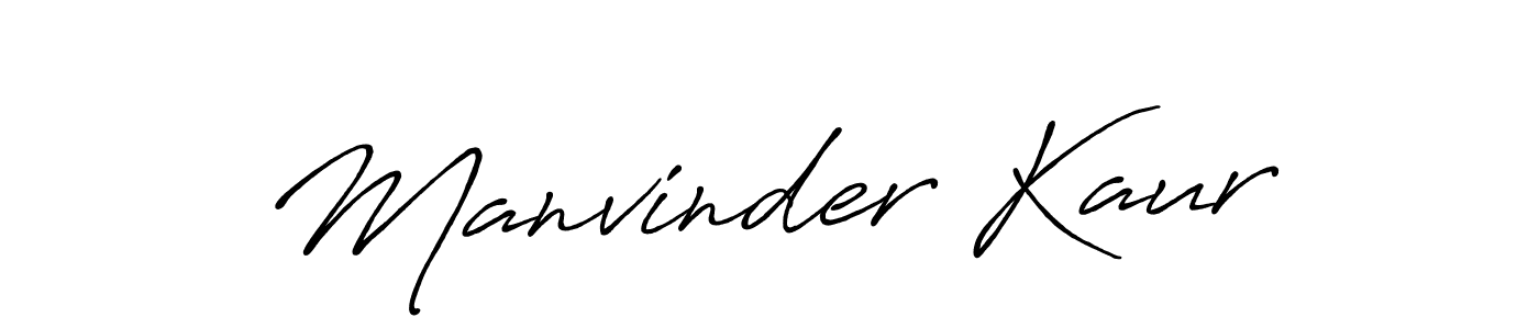 Make a beautiful signature design for name Manvinder Kaur. With this signature (Antro_Vectra_Bolder) style, you can create a handwritten signature for free. Manvinder Kaur signature style 7 images and pictures png