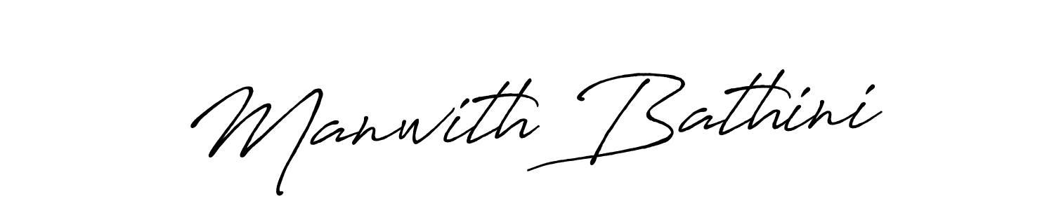 Make a beautiful signature design for name Manwith Bathini. With this signature (Antro_Vectra_Bolder) style, you can create a handwritten signature for free. Manwith Bathini signature style 7 images and pictures png