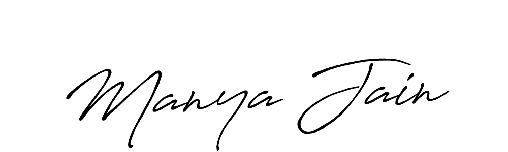 Create a beautiful signature design for name Manya Jain. With this signature (Antro_Vectra_Bolder) fonts, you can make a handwritten signature for free. Manya Jain signature style 7 images and pictures png