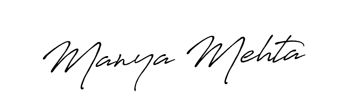 Make a beautiful signature design for name Manya Mehta. With this signature (Antro_Vectra_Bolder) style, you can create a handwritten signature for free. Manya Mehta signature style 7 images and pictures png