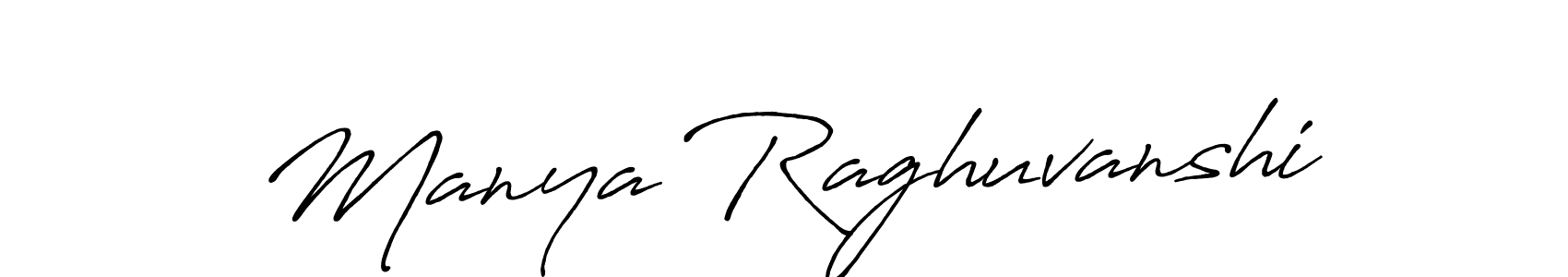 Make a beautiful signature design for name Manya Raghuvanshi. With this signature (Antro_Vectra_Bolder) style, you can create a handwritten signature for free. Manya Raghuvanshi signature style 7 images and pictures png