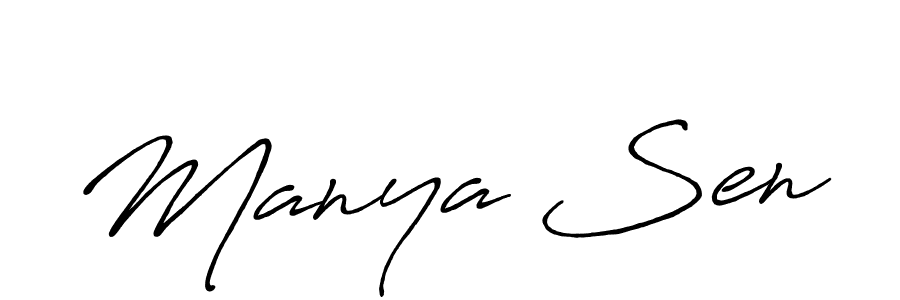 Make a beautiful signature design for name Manya Sen. With this signature (Antro_Vectra_Bolder) style, you can create a handwritten signature for free. Manya Sen signature style 7 images and pictures png