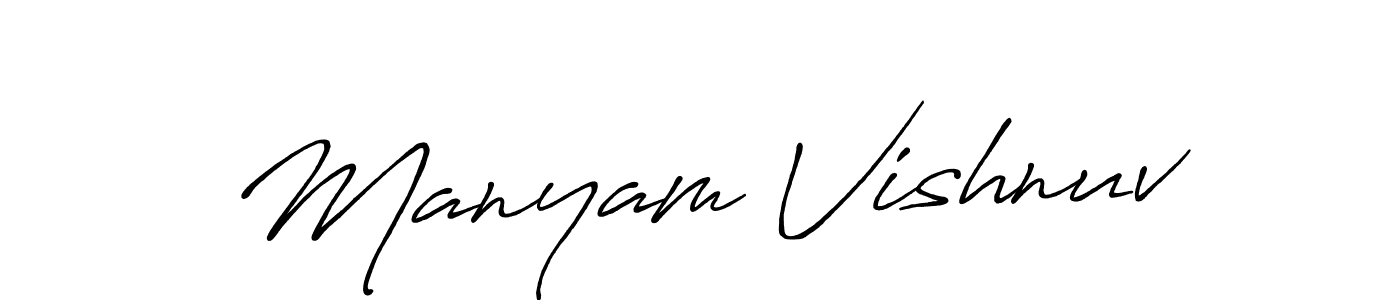 You should practise on your own different ways (Antro_Vectra_Bolder) to write your name (Manyam Vishnuv) in signature. don't let someone else do it for you. Manyam Vishnuv signature style 7 images and pictures png