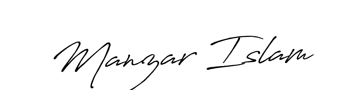 Make a beautiful signature design for name Manzar Islam. With this signature (Antro_Vectra_Bolder) style, you can create a handwritten signature for free. Manzar Islam signature style 7 images and pictures png