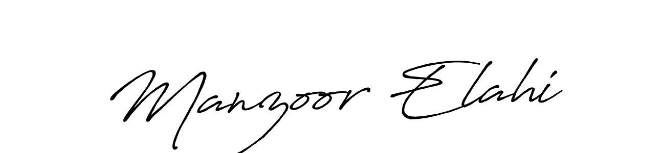 Create a beautiful signature design for name Manzoor Elahi. With this signature (Antro_Vectra_Bolder) fonts, you can make a handwritten signature for free. Manzoor Elahi signature style 7 images and pictures png