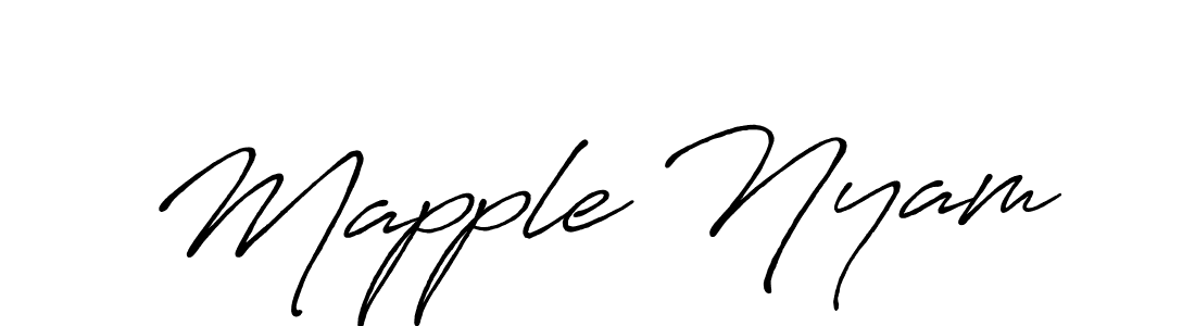 The best way (Antro_Vectra_Bolder) to make a short signature is to pick only two or three words in your name. The name Mapple Nyam include a total of six letters. For converting this name. Mapple Nyam signature style 7 images and pictures png