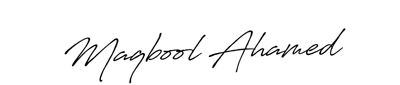 Use a signature maker to create a handwritten signature online. With this signature software, you can design (Antro_Vectra_Bolder) your own signature for name Maqbool Ahamed. Maqbool Ahamed signature style 7 images and pictures png
