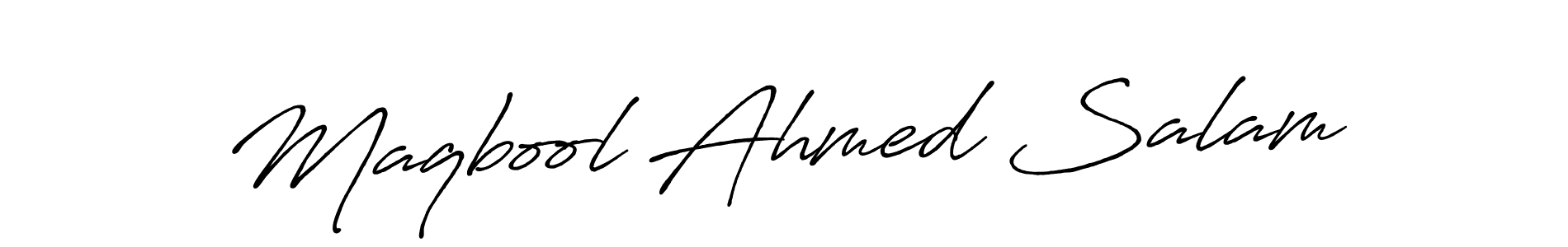 Create a beautiful signature design for name Maqbool Ahmed Salam. With this signature (Antro_Vectra_Bolder) fonts, you can make a handwritten signature for free. Maqbool Ahmed Salam signature style 7 images and pictures png