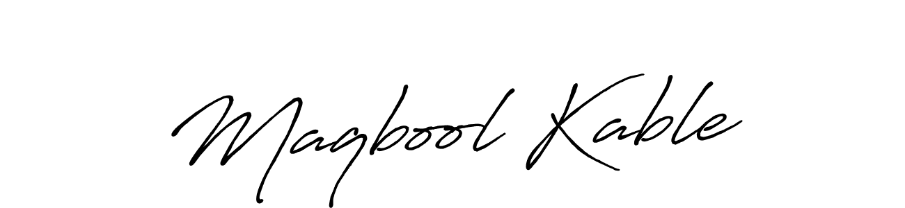 Similarly Antro_Vectra_Bolder is the best handwritten signature design. Signature creator online .You can use it as an online autograph creator for name Maqbool Kable. Maqbool Kable signature style 7 images and pictures png