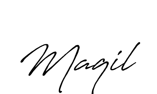 How to make Maqil name signature. Use Antro_Vectra_Bolder style for creating short signs online. This is the latest handwritten sign. Maqil signature style 7 images and pictures png