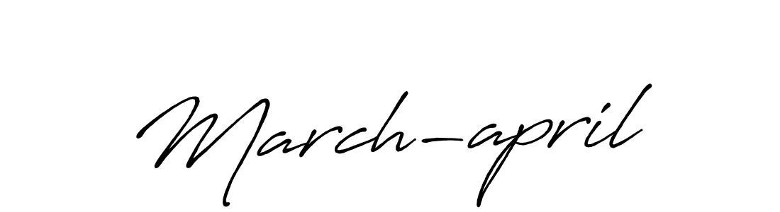 The best way (Antro_Vectra_Bolder) to make a short signature is to pick only two or three words in your name. The name March-april include a total of six letters. For converting this name. March-april signature style 7 images and pictures png