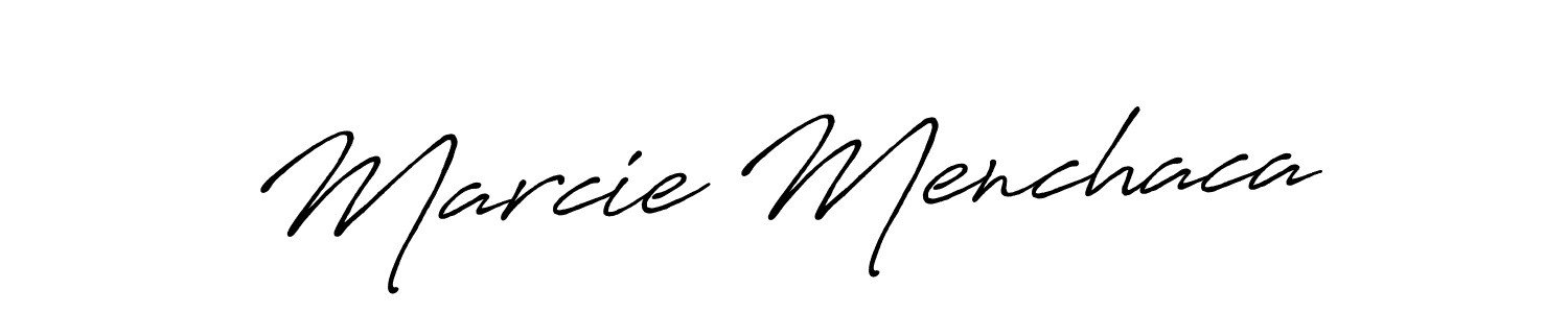 How to make Marcie Menchaca name signature. Use Antro_Vectra_Bolder style for creating short signs online. This is the latest handwritten sign. Marcie Menchaca signature style 7 images and pictures png