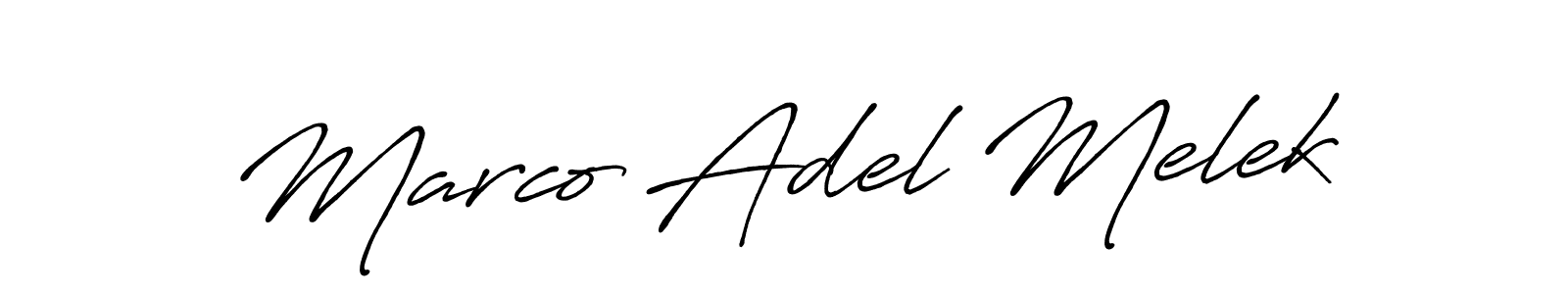 Use a signature maker to create a handwritten signature online. With this signature software, you can design (Antro_Vectra_Bolder) your own signature for name Marco Adel Melek. Marco Adel Melek signature style 7 images and pictures png