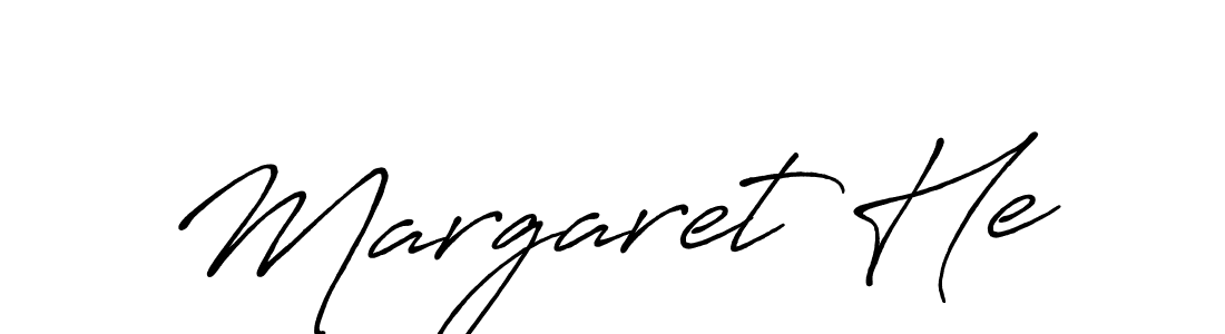 It looks lik you need a new signature style for name Margaret He. Design unique handwritten (Antro_Vectra_Bolder) signature with our free signature maker in just a few clicks. Margaret He signature style 7 images and pictures png