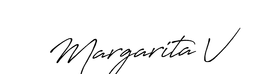 How to make Margarita V name signature. Use Antro_Vectra_Bolder style for creating short signs online. This is the latest handwritten sign. Margarita V signature style 7 images and pictures png