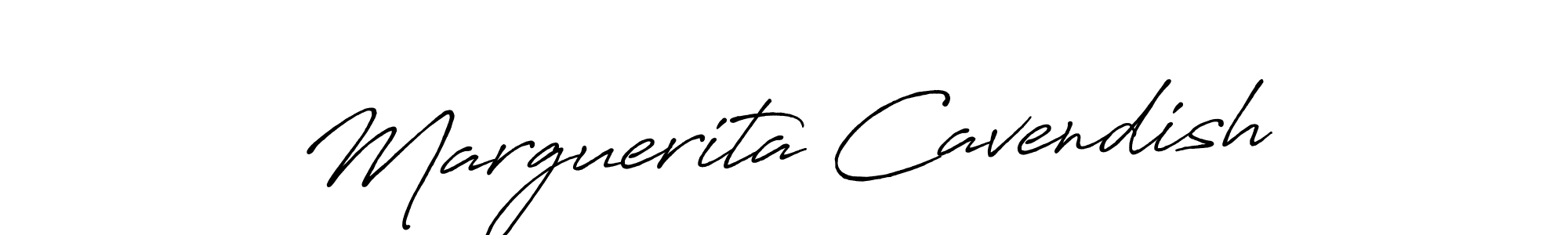 Create a beautiful signature design for name Marguerita Cavendish. With this signature (Antro_Vectra_Bolder) fonts, you can make a handwritten signature for free. Marguerita Cavendish signature style 7 images and pictures png