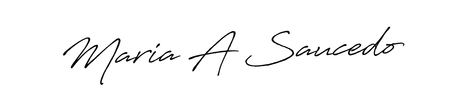 Make a beautiful signature design for name Maria A Saucedo. With this signature (Antro_Vectra_Bolder) style, you can create a handwritten signature for free. Maria A Saucedo signature style 7 images and pictures png