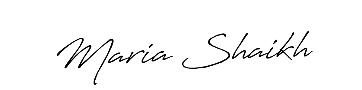 How to make Maria Shaikh name signature. Use Antro_Vectra_Bolder style for creating short signs online. This is the latest handwritten sign. Maria Shaikh signature style 7 images and pictures png