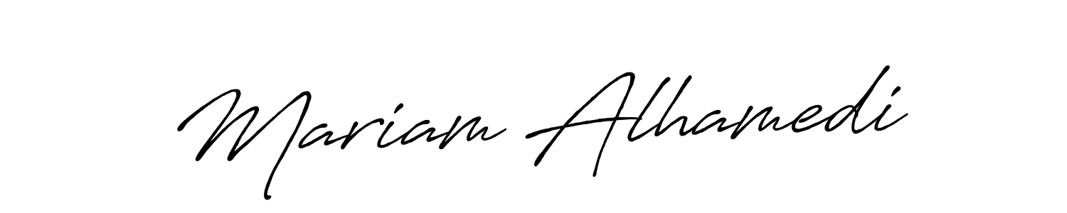 How to make Mariam Alhamedi name signature. Use Antro_Vectra_Bolder style for creating short signs online. This is the latest handwritten sign. Mariam Alhamedi signature style 7 images and pictures png