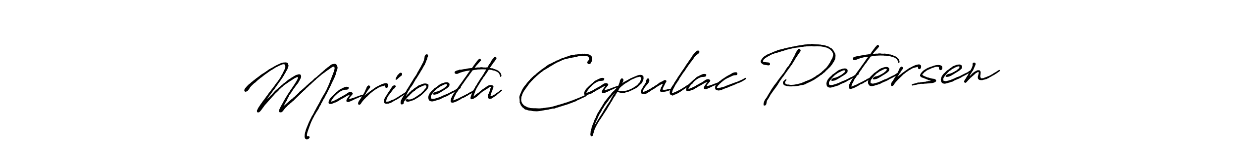 You should practise on your own different ways (Antro_Vectra_Bolder) to write your name (Maribeth Capulac Petersen) in signature. don't let someone else do it for you. Maribeth Capulac Petersen signature style 7 images and pictures png