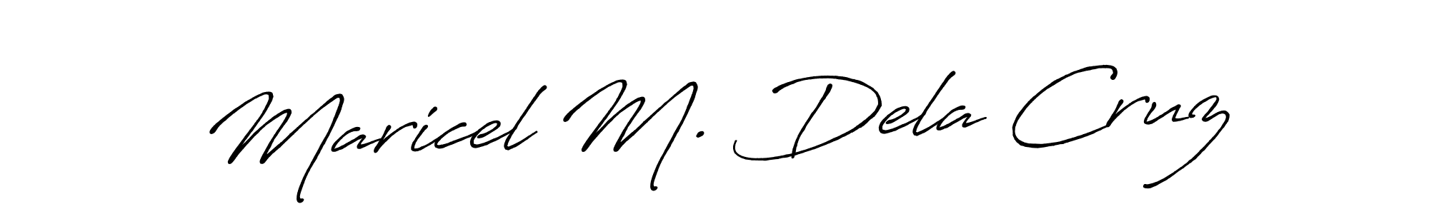 How to make Maricel M. Dela Cruz name signature. Use Antro_Vectra_Bolder style for creating short signs online. This is the latest handwritten sign. Maricel M. Dela Cruz signature style 7 images and pictures png