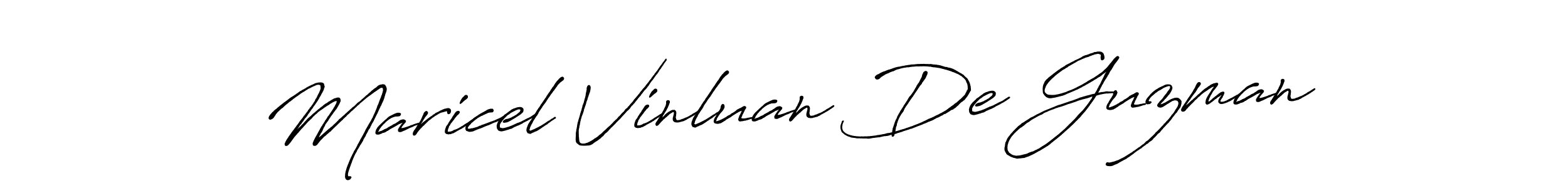 Make a beautiful signature design for name Maricel Vinluan De Guzman. With this signature (Antro_Vectra_Bolder) style, you can create a handwritten signature for free. Maricel Vinluan De Guzman signature style 7 images and pictures png