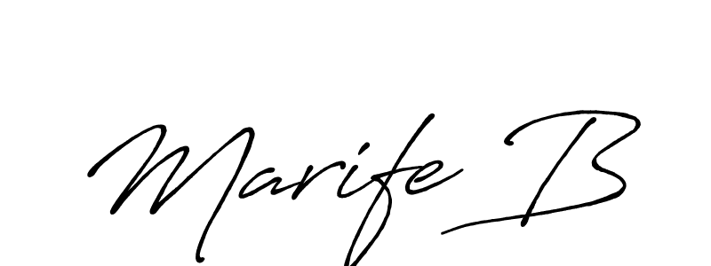 How to make Marife B name signature. Use Antro_Vectra_Bolder style for creating short signs online. This is the latest handwritten sign. Marife B signature style 7 images and pictures png