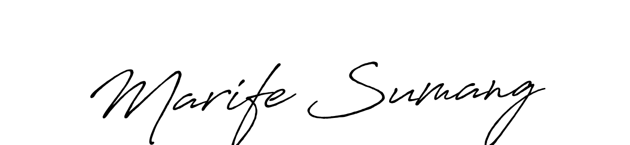 How to make Marife Sumang signature? Antro_Vectra_Bolder is a professional autograph style. Create handwritten signature for Marife Sumang name. Marife Sumang signature style 7 images and pictures png