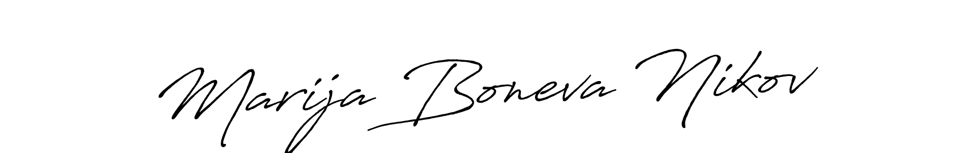 Create a beautiful signature design for name Marija Boneva Nikov. With this signature (Antro_Vectra_Bolder) fonts, you can make a handwritten signature for free. Marija Boneva Nikov signature style 7 images and pictures png