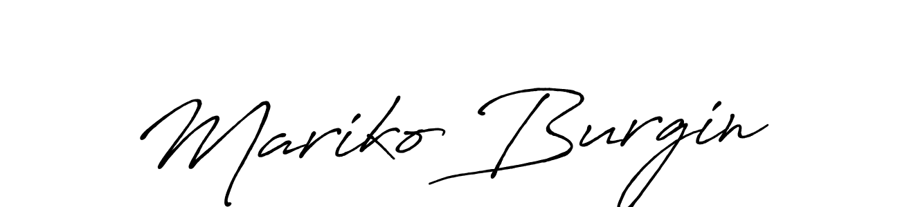 Use a signature maker to create a handwritten signature online. With this signature software, you can design (Antro_Vectra_Bolder) your own signature for name Mariko Burgin. Mariko Burgin signature style 7 images and pictures png