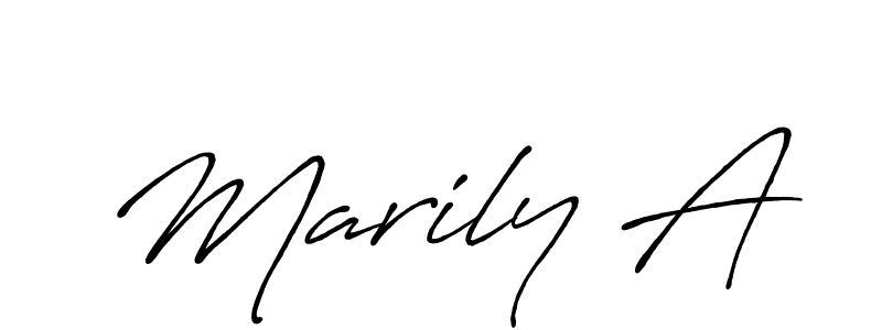 Make a beautiful signature design for name Marily A. With this signature (Antro_Vectra_Bolder) style, you can create a handwritten signature for free. Marily A signature style 7 images and pictures png
