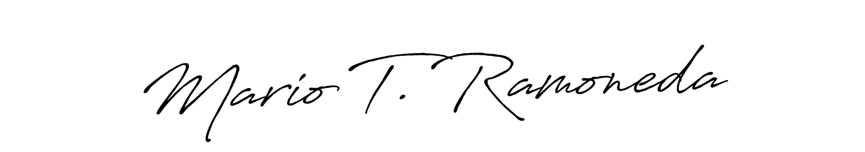 Make a beautiful signature design for name Mario T. Ramoneda. With this signature (Antro_Vectra_Bolder) style, you can create a handwritten signature for free. Mario T. Ramoneda signature style 7 images and pictures png