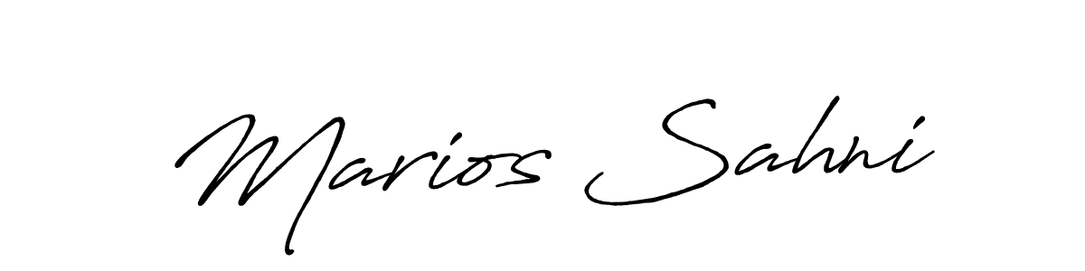 Make a beautiful signature design for name Marios Sahni. With this signature (Antro_Vectra_Bolder) style, you can create a handwritten signature for free. Marios Sahni signature style 7 images and pictures png