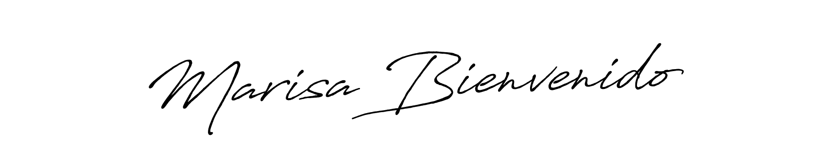 How to make Marisa Bienvenido name signature. Use Antro_Vectra_Bolder style for creating short signs online. This is the latest handwritten sign. Marisa Bienvenido signature style 7 images and pictures png