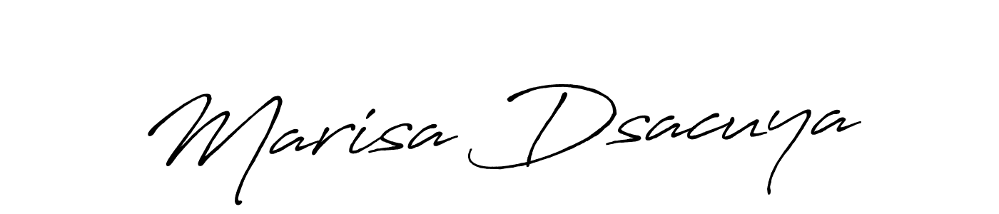 How to make Marisa Dsacuya name signature. Use Antro_Vectra_Bolder style for creating short signs online. This is the latest handwritten sign. Marisa Dsacuya signature style 7 images and pictures png