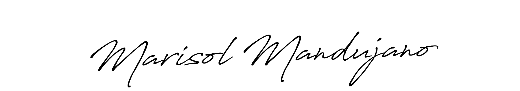 How to make Marisol Mandujano name signature. Use Antro_Vectra_Bolder style for creating short signs online. This is the latest handwritten sign. Marisol Mandujano signature style 7 images and pictures png