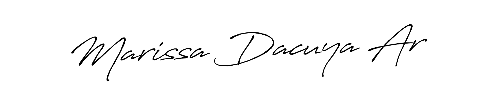 Here are the top 10 professional signature styles for the name Marissa Dacuya Ar. These are the best autograph styles you can use for your name. Marissa Dacuya Ar signature style 7 images and pictures png