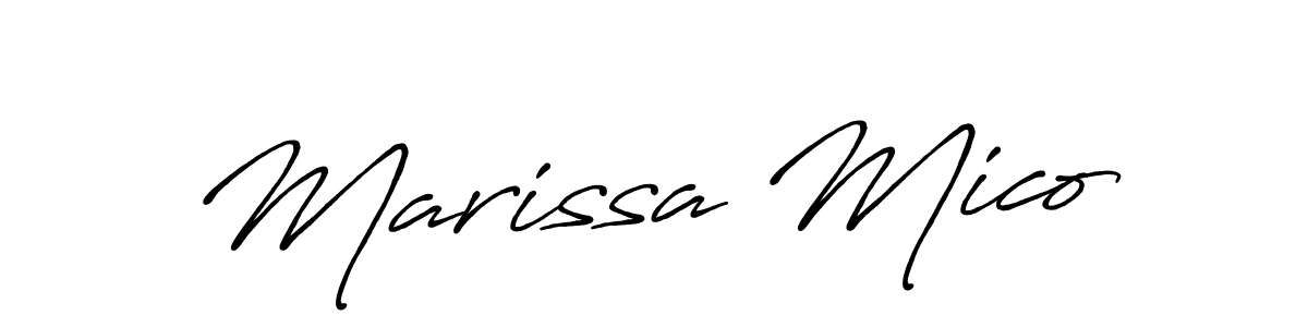 How to make Marissa Mico name signature. Use Antro_Vectra_Bolder style for creating short signs online. This is the latest handwritten sign. Marissa Mico signature style 7 images and pictures png